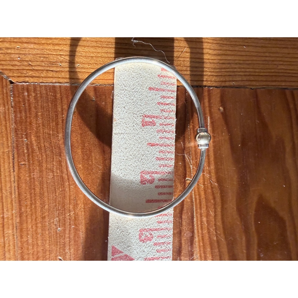 Vtg Sterling Silver Bangle Bracelet Bead Clasp Minimalist Charm Bracelet Boho - Picture 4 of 9